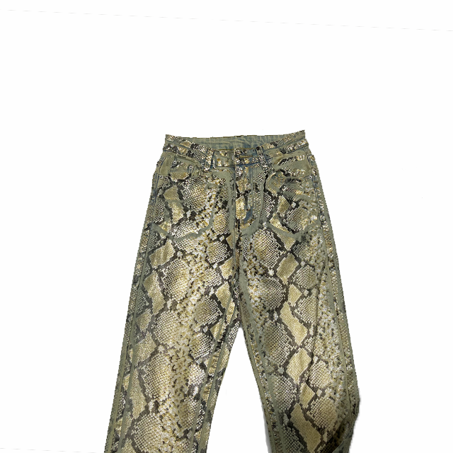Professional New Men's Breathable Snakeskin Leather Pants Skinny Pants High Waist Slim Jeans OEM ODM Service Adults High Quality
