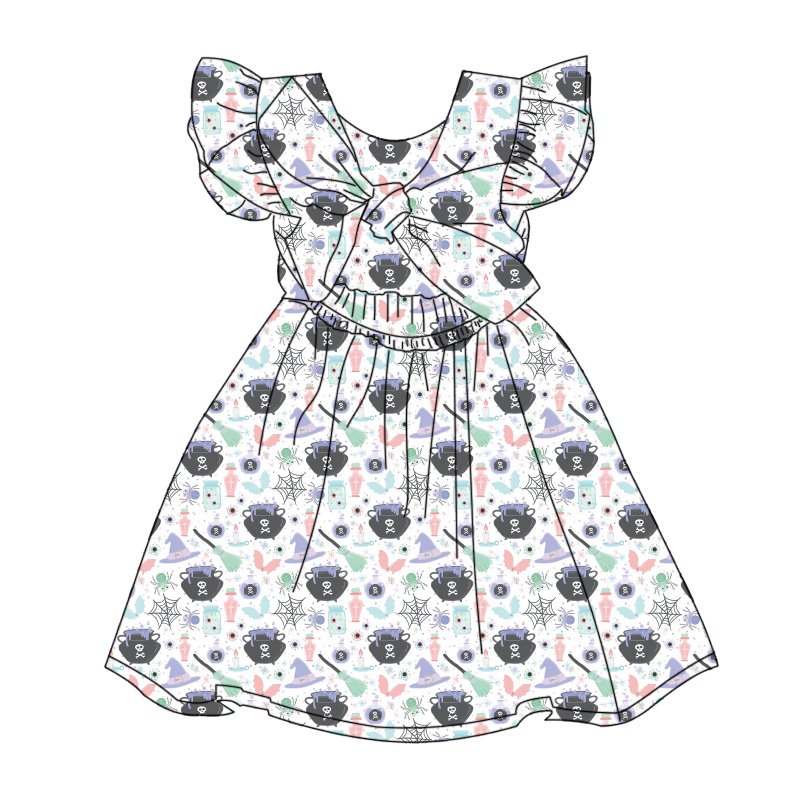 Qingli OEM 12 Years Old Girl Dress Tie Back Floral Summer Dress For Kids