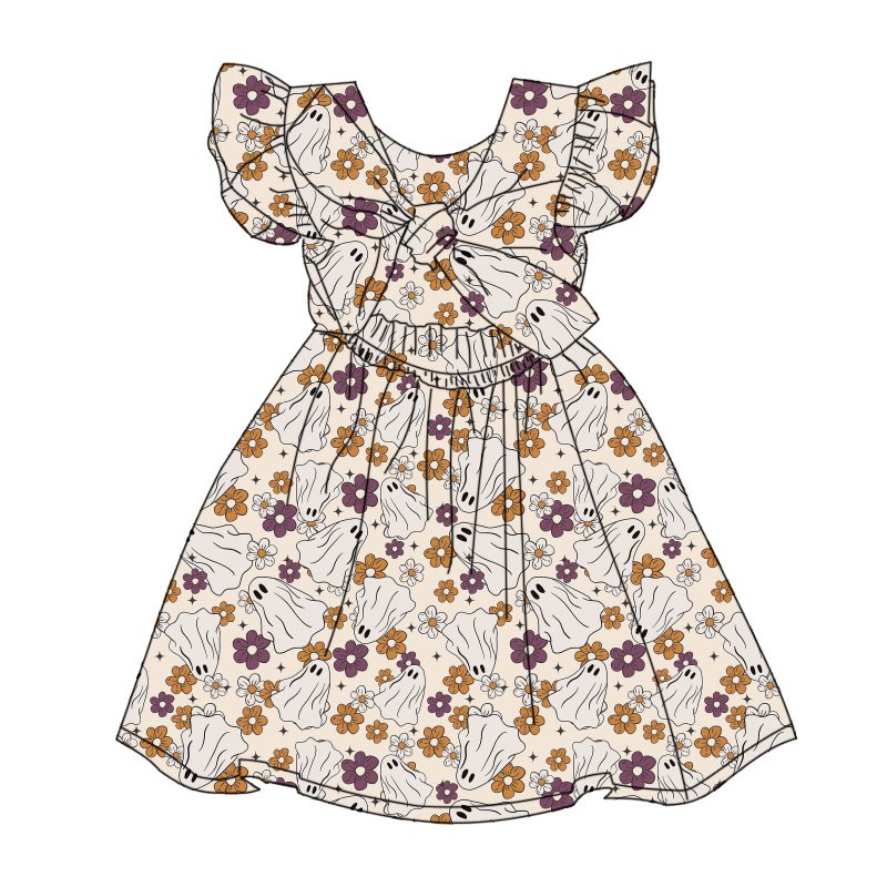 Qingli OEM 12 Years Old Girl Dress Tie Back Floral Summer Dress For Kids
