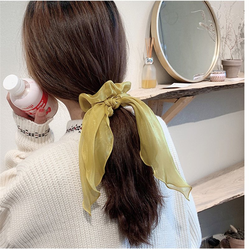 high tension chunky silk gauze pastel scrunchies hair ties elastic high quality elastic hair ties silk custom silk scrunchies