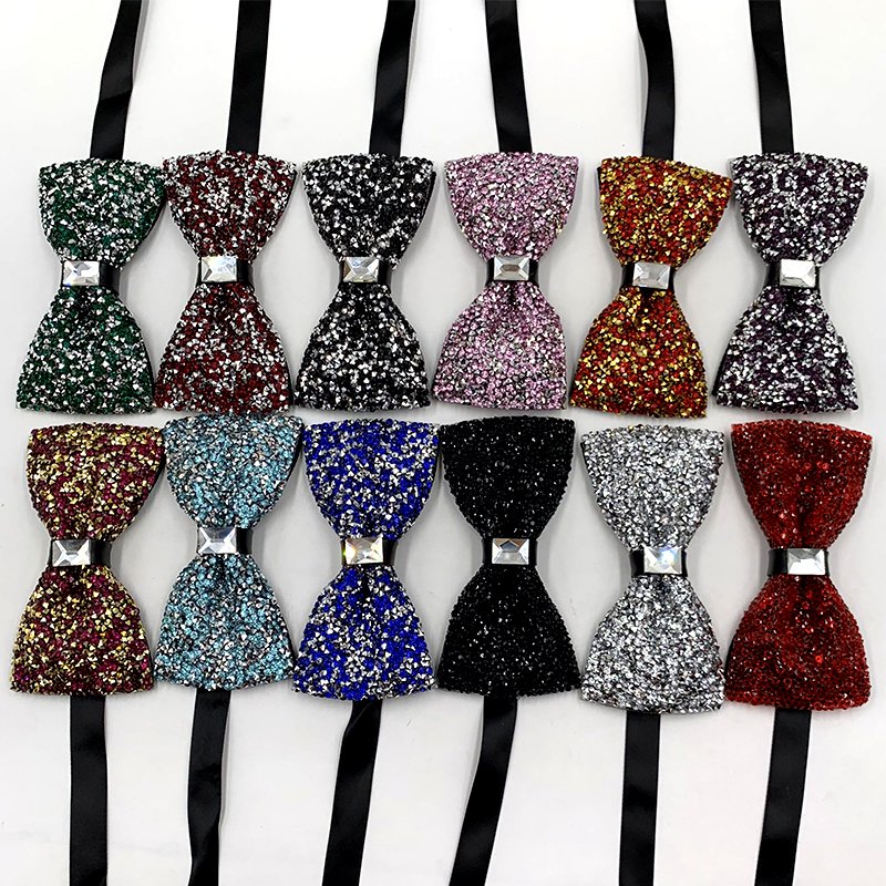 Diamond Crystal Rhinestone Bow Ties Banquet Bowties Suit Accessories Men's Pre-tied Bow Ties for Wedding and Parties in stock