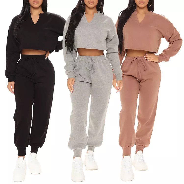 Women's Custom Organic Cotton Crop Top Jogger Pants Sweatshirt Athletic Shorts Elastic Drawstring Men's Jogging Sweatpants