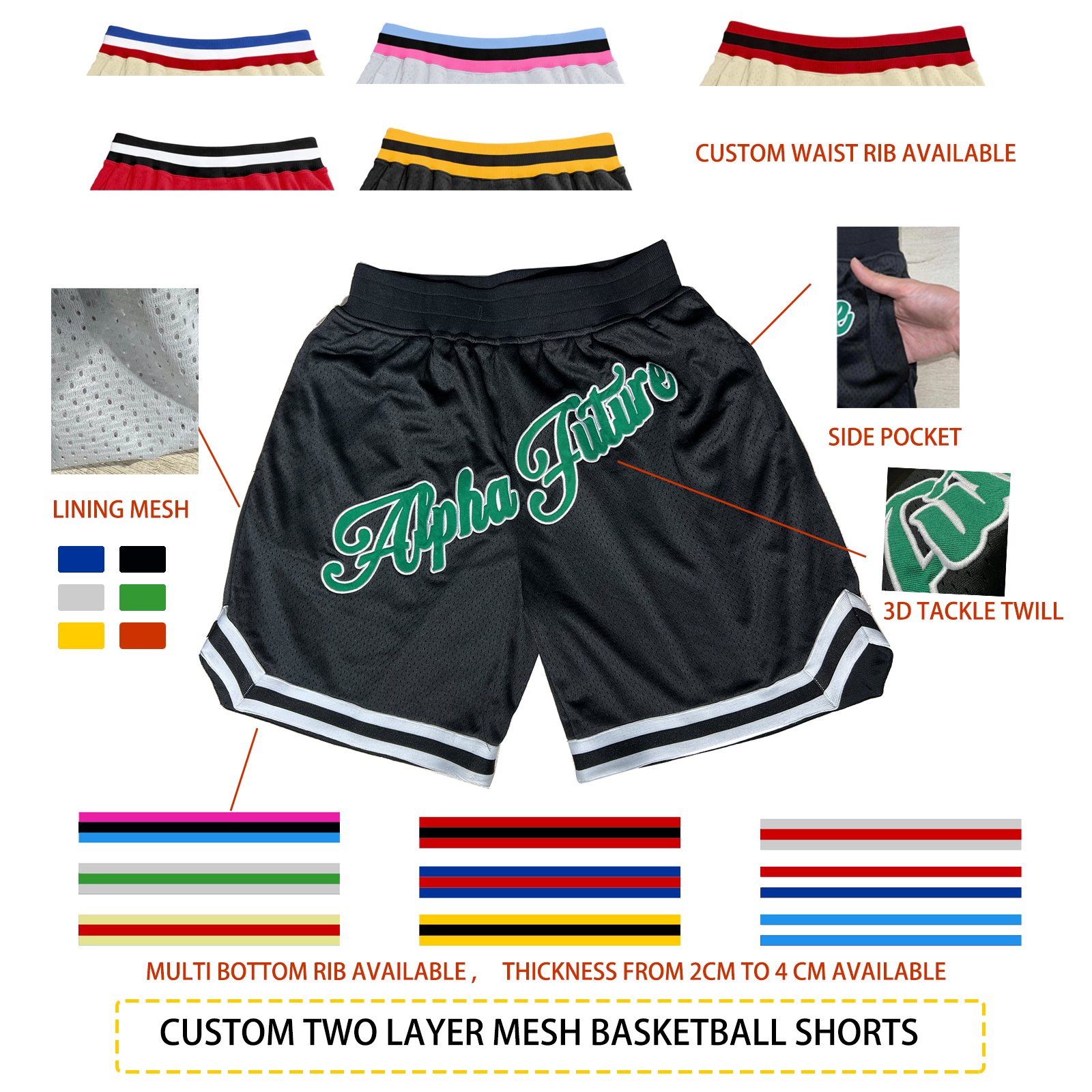 Fashion Custom Logo Multi Color Polyester Gym Fitness Jogging Sportswear Custom Mens Basketball Shorts