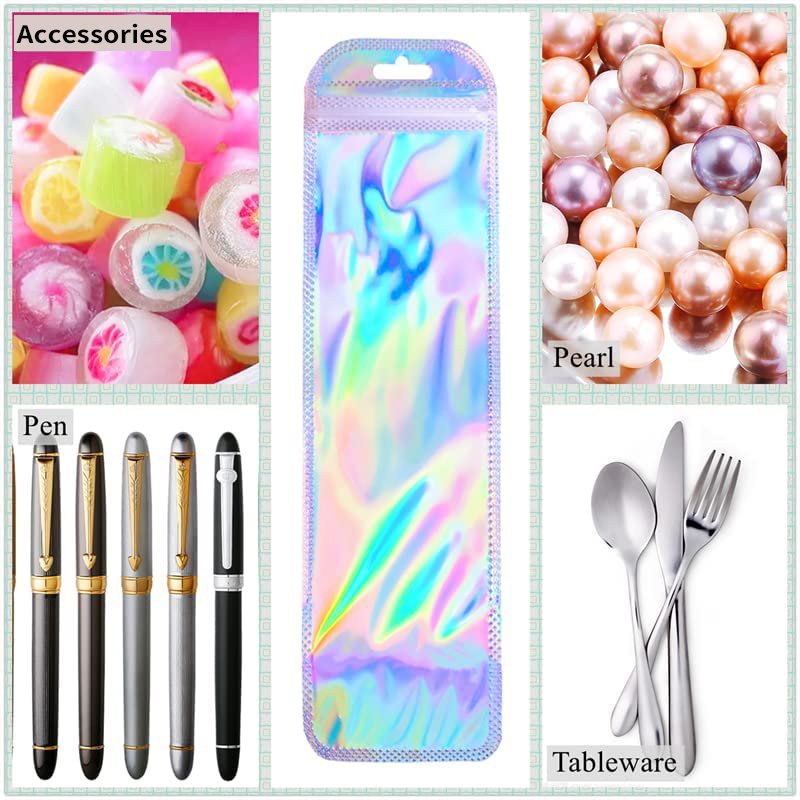Laser plastic bags accessories earrings zipper bags hologram pink silver rainbow holographic zip lock packaging bag