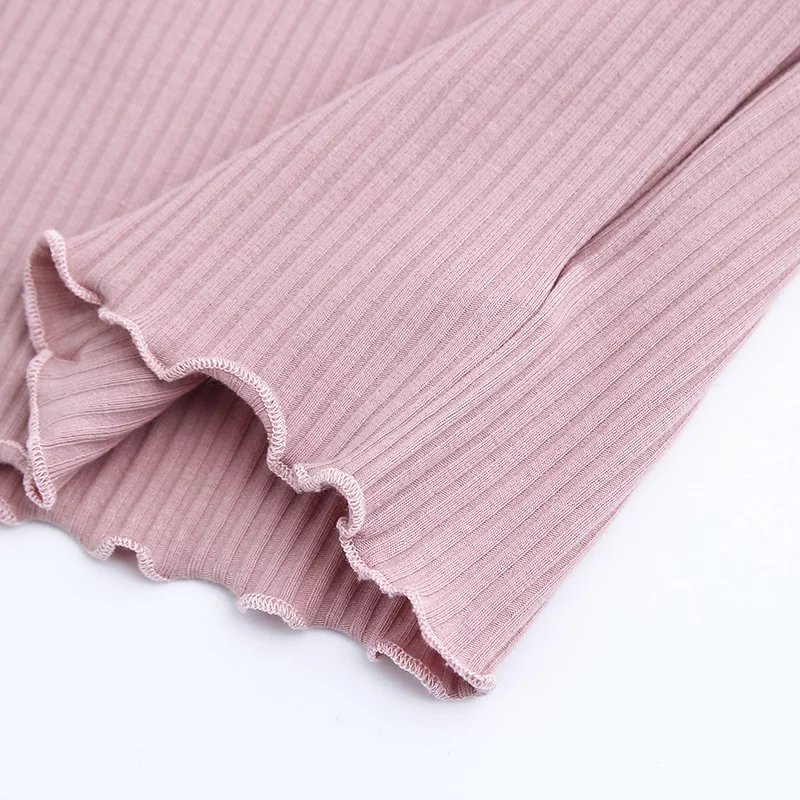 Hot girl short paragraph navel sweater female summer new v-neck sexy slim wooden ears a button short navel top