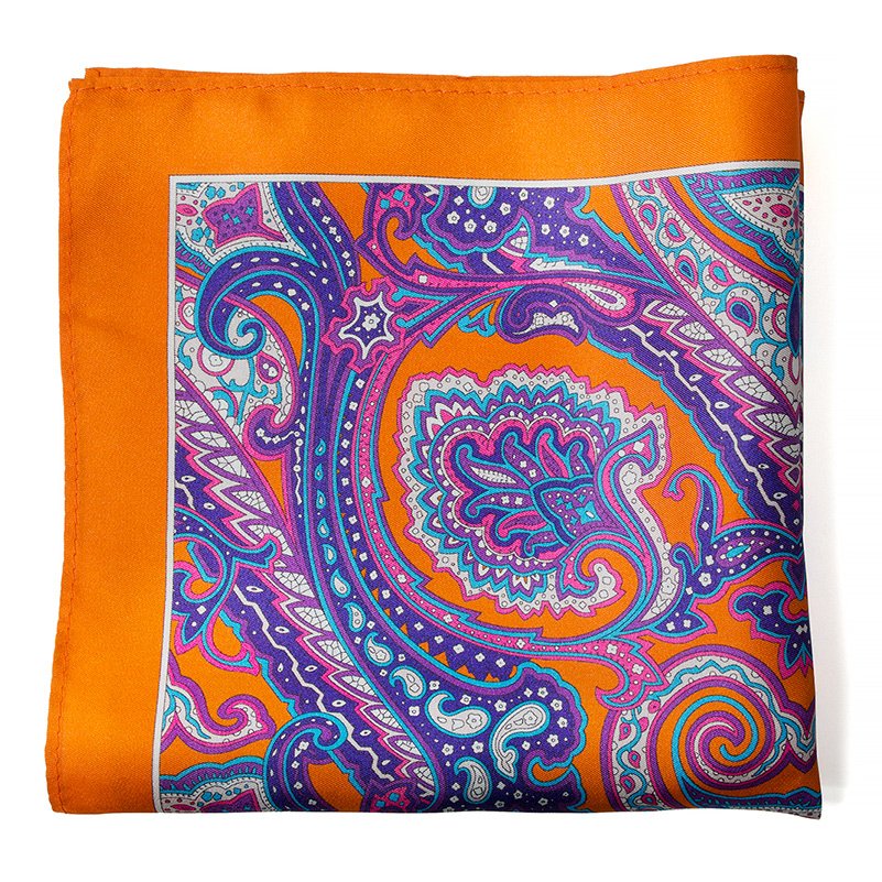 Hamocigia Handmade Paisley Pattern Silk Printed Men Tie And Pocket Square