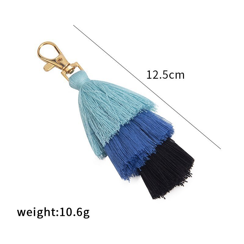 Tassels Keychain Wholesale Multi Color Three Layers Tie Dye Tassels Bag Car Keyring Charm Handbag Accessories Macrame Keychains
