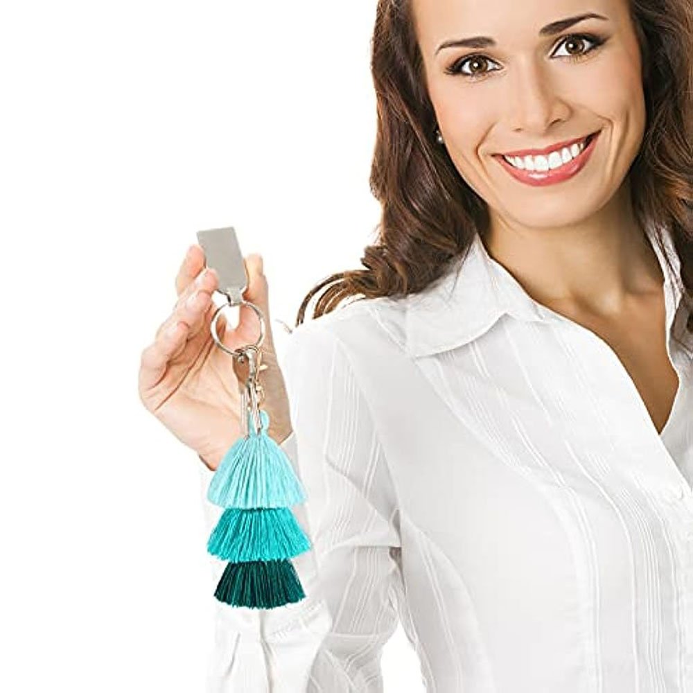 Tassels Keychain Wholesale Multi Color Three Layers Tie Dye Tassels Bag Car Keyring Charm Handbag Accessories Macrame Keychains