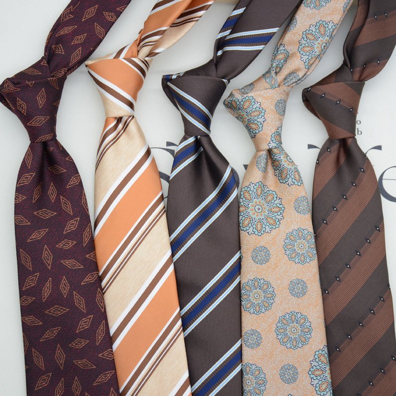 Tie men's formal suit gentleman 8CM hand brown retro style work student professional wear