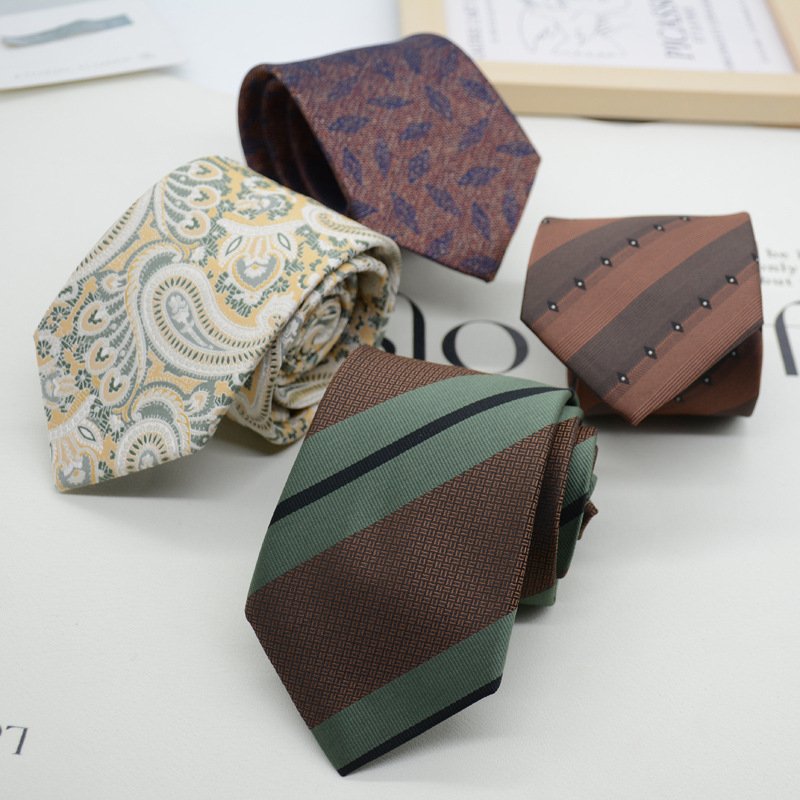 Tie men's formal suit gentleman 8CM hand brown retro style work student professional wear