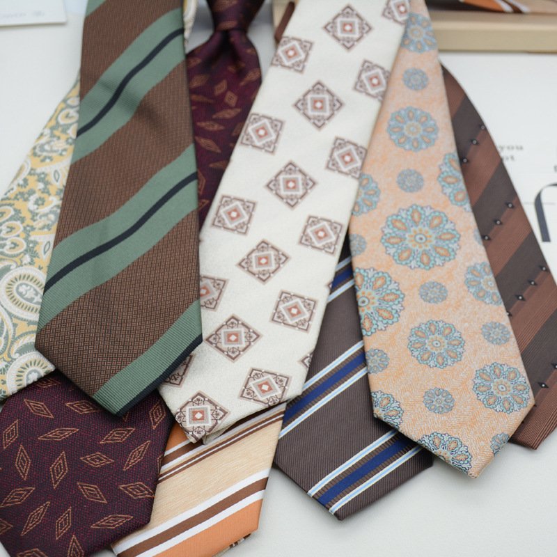 Tie men's formal suit gentleman 8CM hand brown retro style work student professional wear