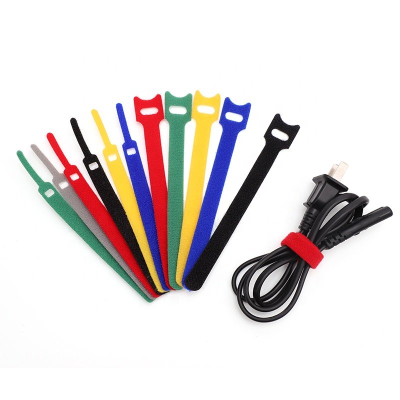 Colorful nylon Double Side Reusable Carry Self Gripping Cinch Strap/ Hook Loop Cable Tie
