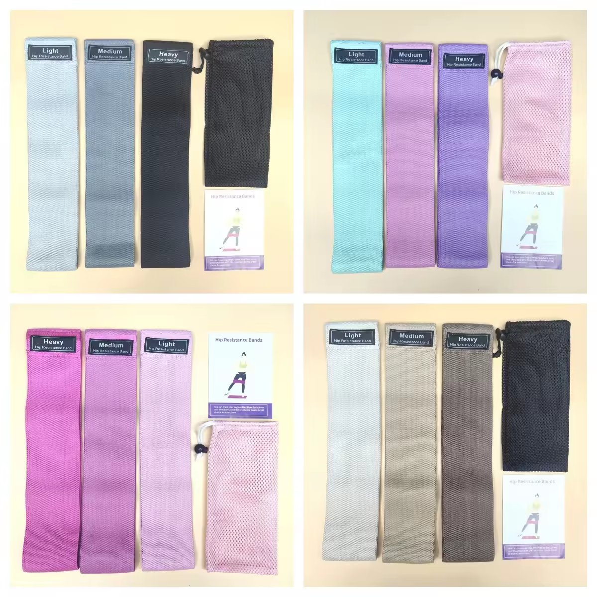Factory Custom logo nude fabric resistance bands set thick workout bands Fitness exercise hip booty bands