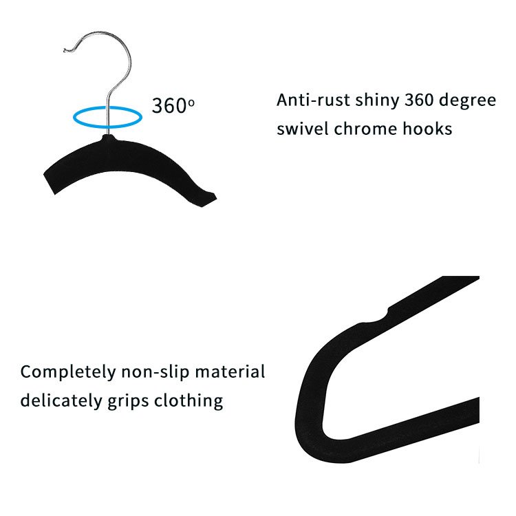 Customized Cloth Hanger Wholesale Black Grey Custom 50 Pack Coat Velvet Hangers For Cloths