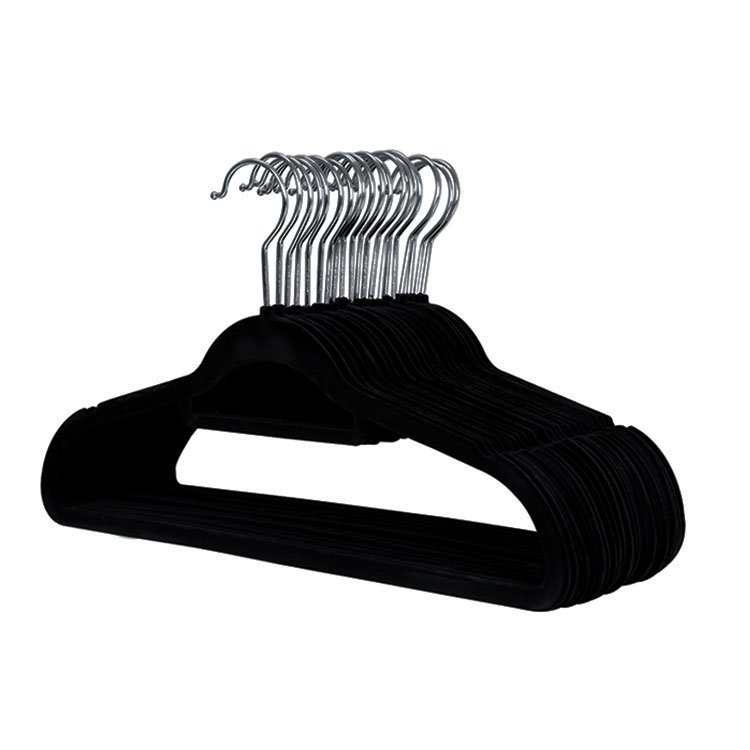 Customized Cloth Hanger Wholesale Black Grey Custom 50 Pack Coat Velvet Hangers For Cloths