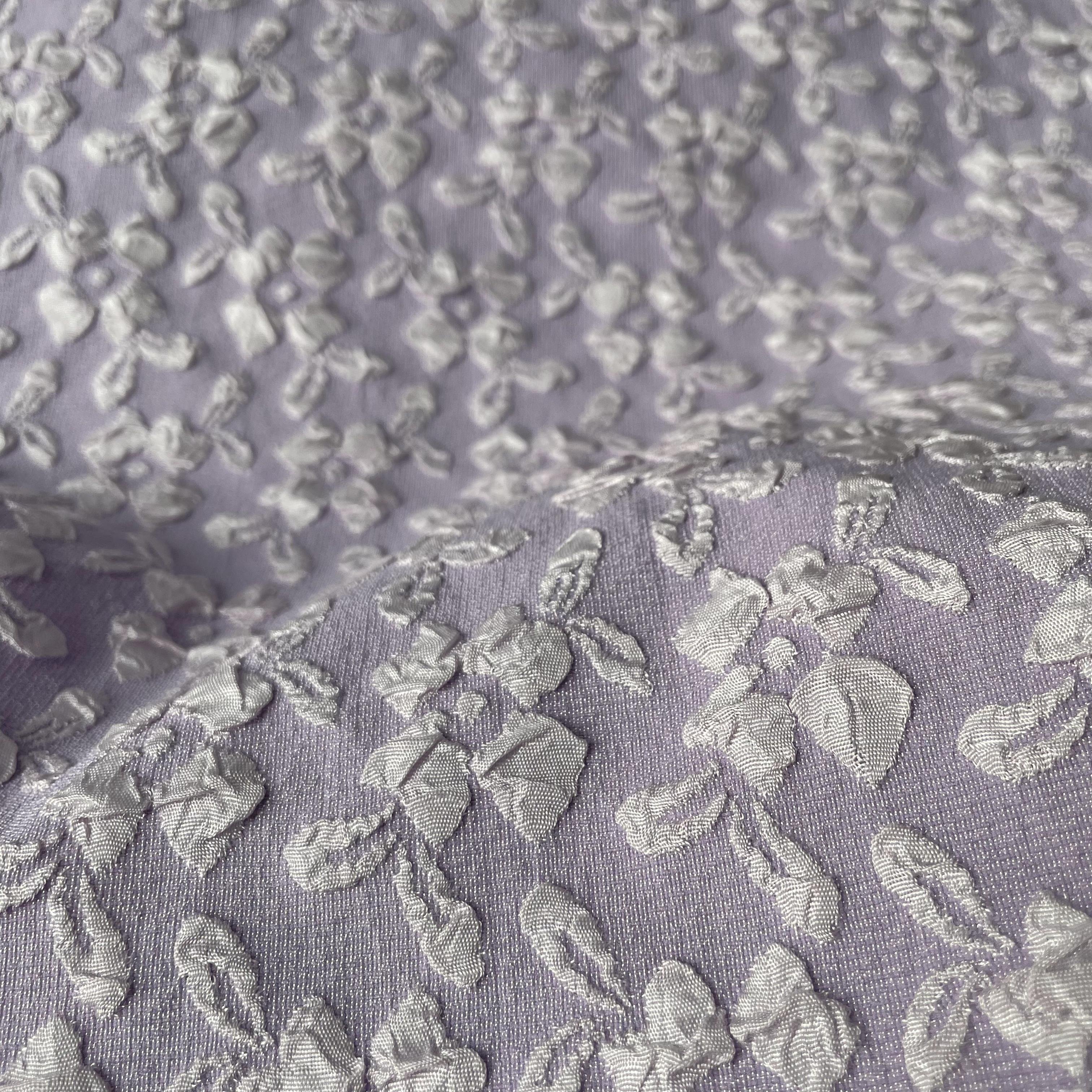 Woven 100% Textured Polyester Jacquard Textile Fabrics For Making 3D Raised Jacquard Jumpsuit With Elastic Waistband Tie Straps