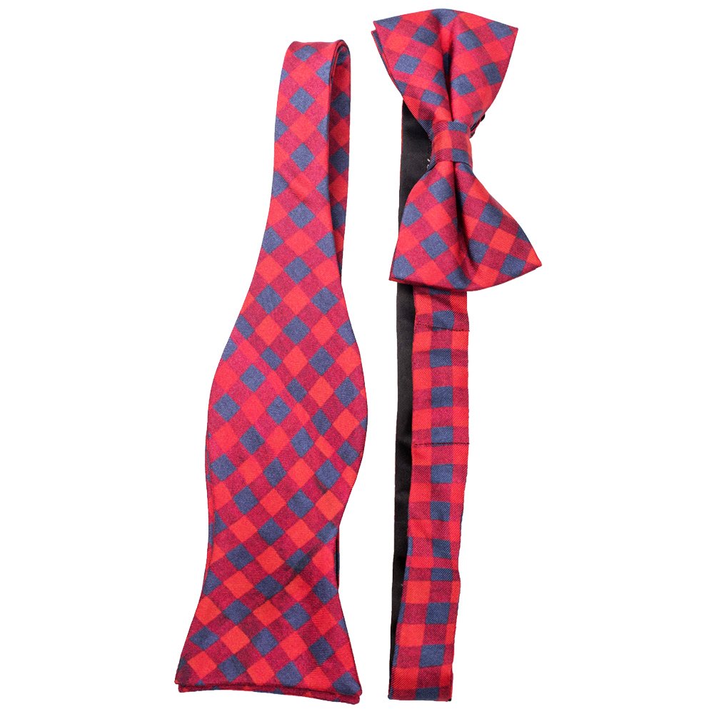 Two-piece Set Of Plaid Silk Printed Pre Tied And Self Bow Tie Set For Tuxedo High Quality For Men