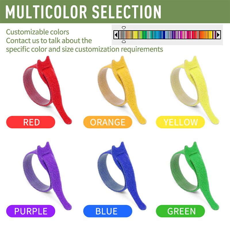Self locking adjustable double hook and loop 250mm 300mm cable tie tag strap heavy duty charging reusable nylon cable ties