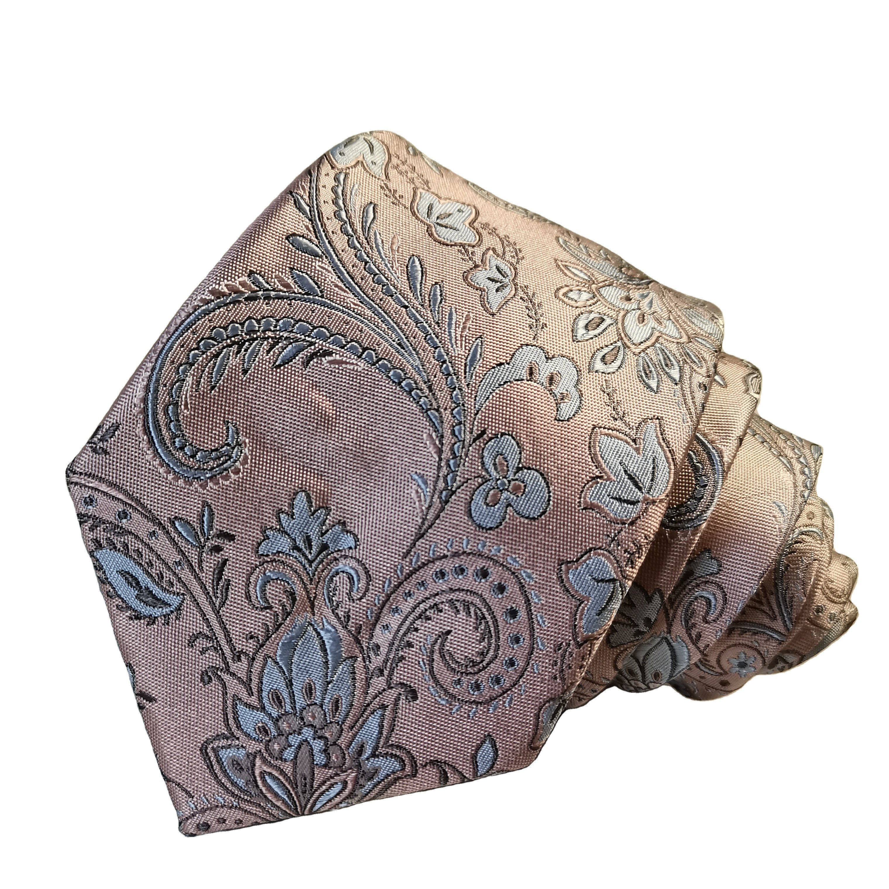 Wholesale 100% Pure Silk Weave Woven Jacquard Floral Paisley Blue Pink Wedding Necktie Customization For Men Classic Ties