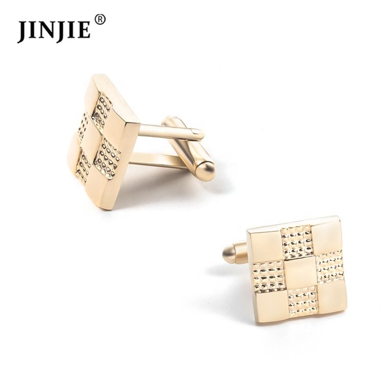 Ready to ship JINJIE classic gold plated copper cufflinks and tie clip set for men shirt