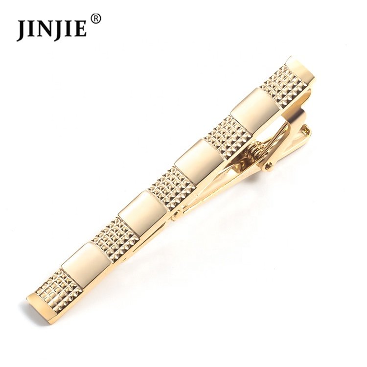 Ready to ship JINJIE classic gold plated copper cufflinks and tie clip set for men shirt