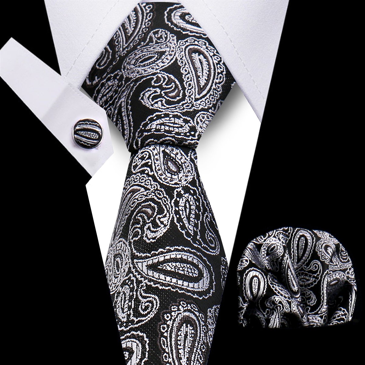 2024 Navy Blue Business Woven Tie And Pocket Square Set Polyester Silk Neckties For Men