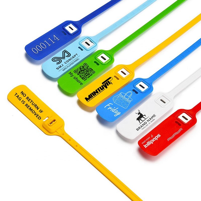 Custom Plastic Security Tag Seals Disposable Brand Logo Garment Hang Label Tag Zip Ties for Clothes Logistics