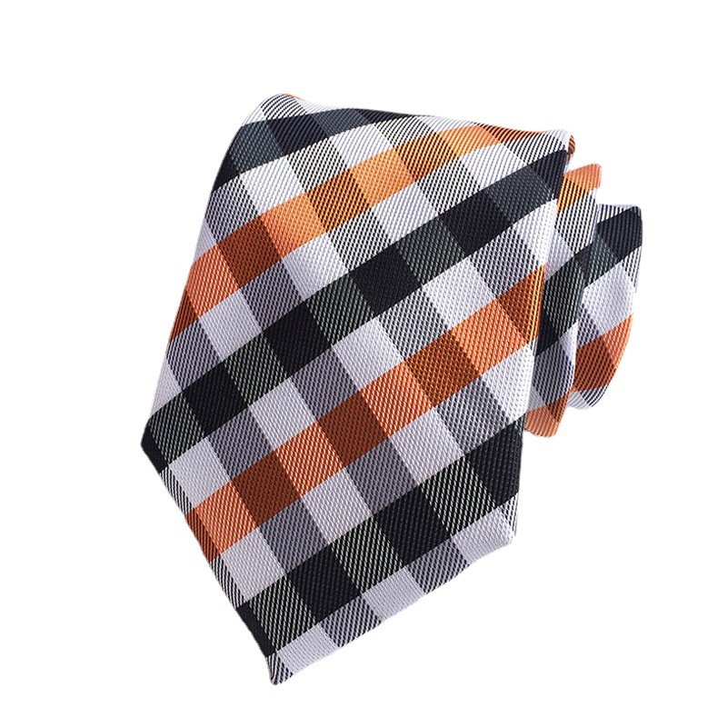 Fashion 8cm Silk Tie Black Blue Plaid Jacquard Necktie for Men Business Wedding Party Formal Neck Ties Accessories