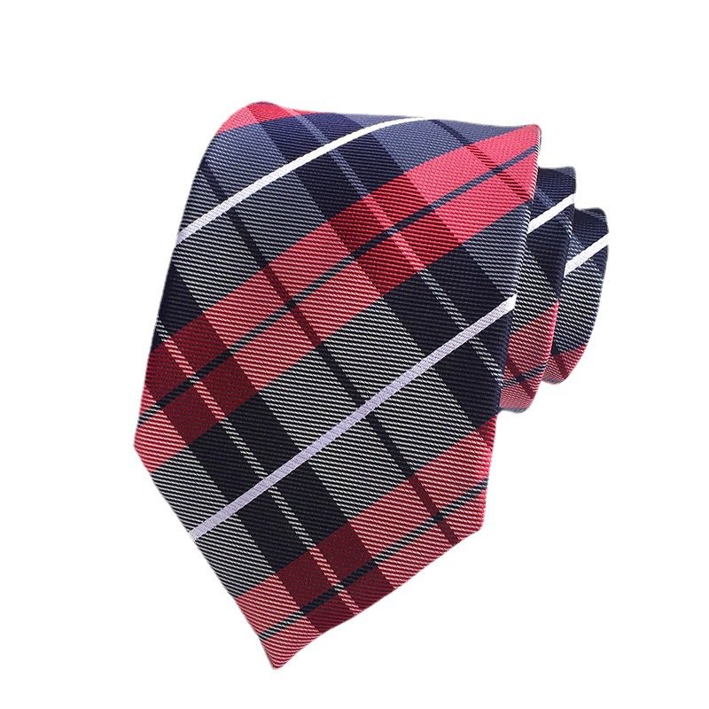 Fashion 8cm Silk Tie Black Blue Plaid Jacquard Necktie for Men Business Wedding Party Formal Neck Ties Accessories