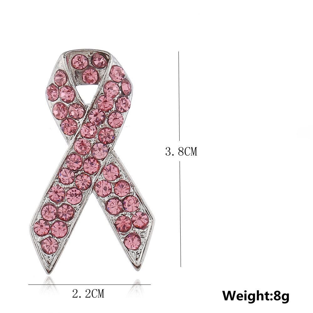 Breast Cancer Awareness Pink Ribbon Brooches Backpack Suit Hat Clothes Tie Scarf Button Badge Lapel Pin Women Rhinestone Brooch