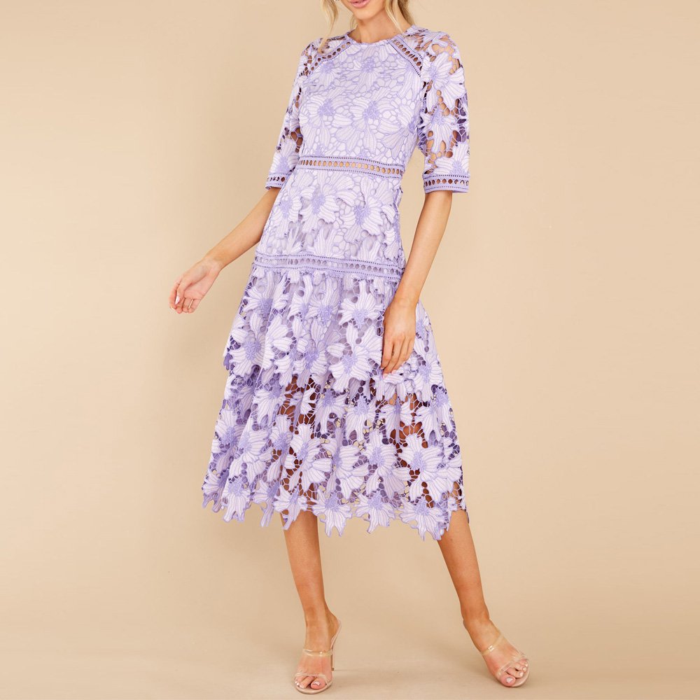 Summer Women Sexy Lace Mesh Sheer Hollow Out Spaghetti Strap Bodycon Midi Floral Embroidery Casual Dress