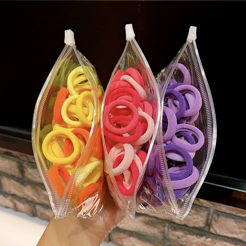 Wholesale of 50 pieces/bag cute and fashionable candy colored elastic hair bands girl chromatic colour ponytail hair ropes