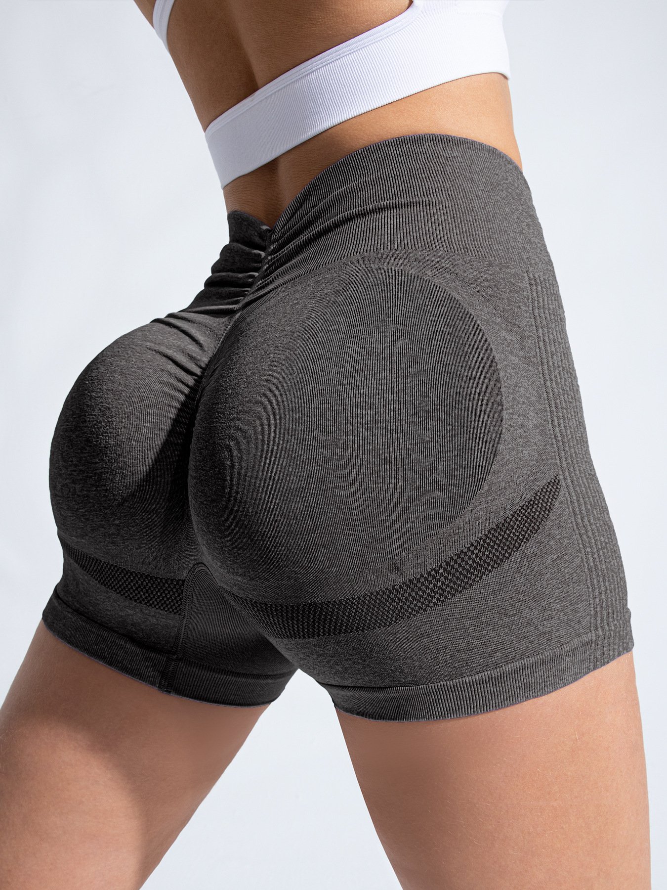Women V Back High Waist Pilates Shorts Lady Tight Scrunch Butt Gym Sports Pants Lady Nude Sensation Breathable Outdoor Shorts