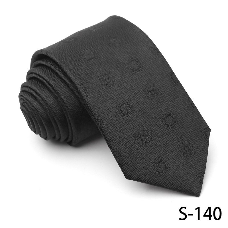Classic Luxurious Black Tie For Men Business Paisley Polyester Woven Mens Ties Silk