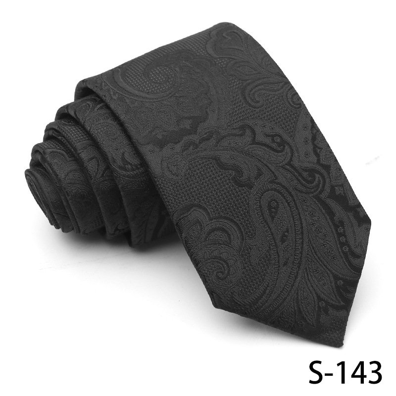Classic Luxurious Black Tie For Men Business Paisley Polyester Woven Mens Ties Silk