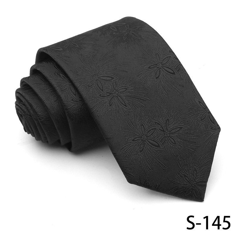 Classic Luxurious Black Tie For Men Business Paisley Polyester Woven Mens Ties Silk