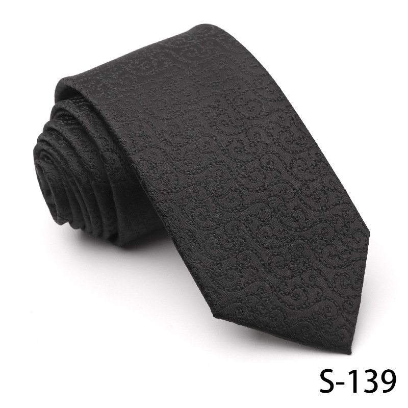 Classic Luxurious Black Tie For Men Business Paisley Polyester Woven Mens Ties Silk