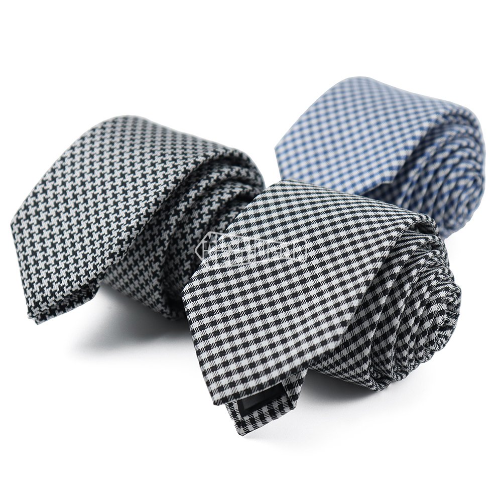 Red Purple Poly Ties Man Neckwear Slim Plaid Tie Puppytooth Bulk Neckties 2024 Corbata De Moda