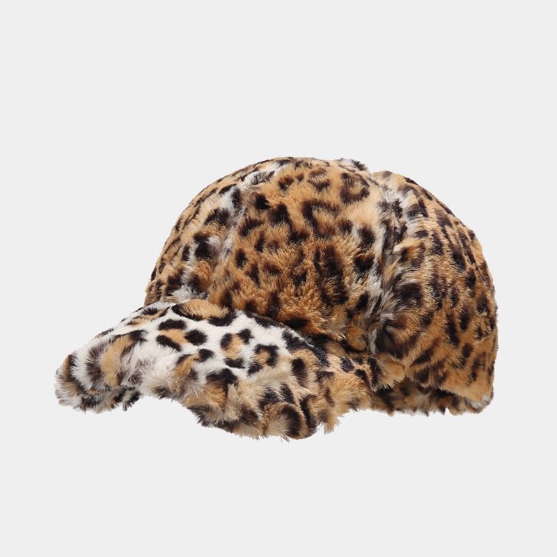 Wholesale Trendy Women Lady Winter Hat Warm Fashion Leopard Zebra Tie Dyed Baseball Cap Gorras Plush Furry Sports Cap
