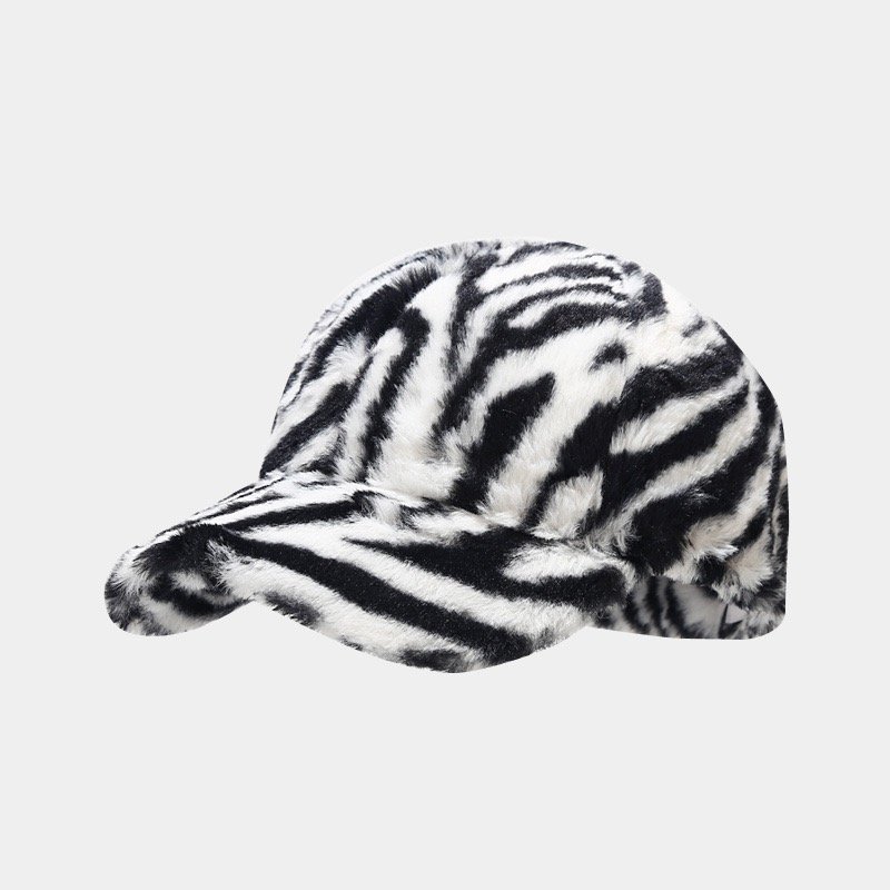 Wholesale Trendy Women Lady Winter Hat Warm Fashion Leopard Zebra Tie Dyed Baseball Cap Gorras Plush Furry Sports Cap