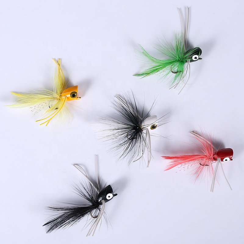 Fly Fishing Poppers Topwater Fishing Lures Bass Crappie Bluegill Panfish Trout Salmon Flies