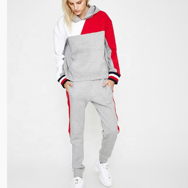 Wholesale womens Sexy 2 Pieces Solid Color Lace Up Hoodie Crop Top Joggers Pants Set Sports Casual Tracksuit Women's Sets