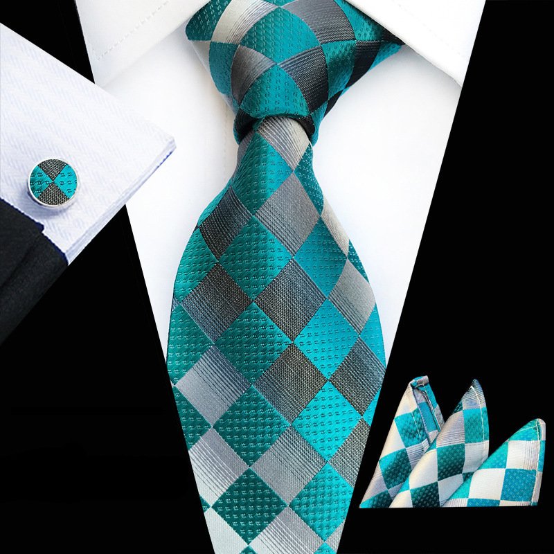 Men's tie square towel pocket towel cufflinks, three piece color woven jacquard business suit British style suit accessories