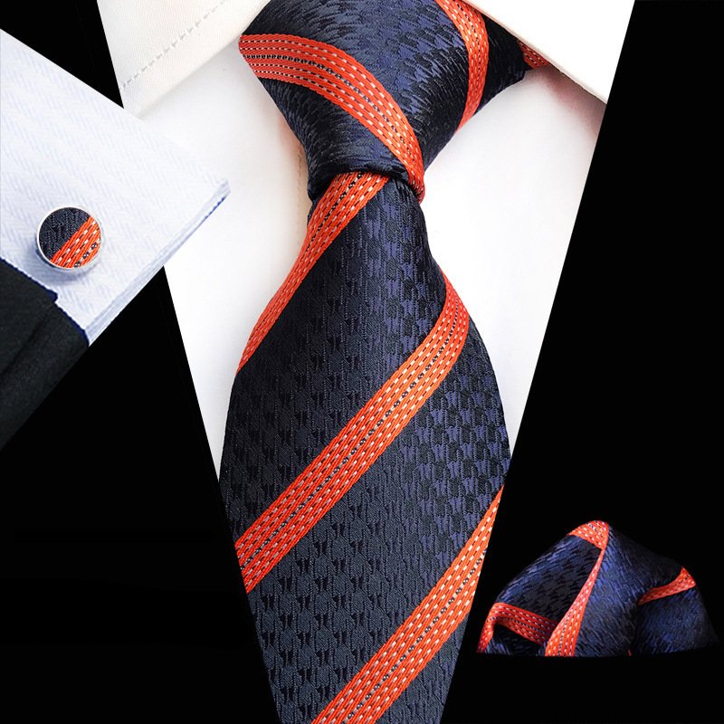 Men's tie square towel pocket towel cufflinks, three piece color woven jacquard business suit British style suit accessories