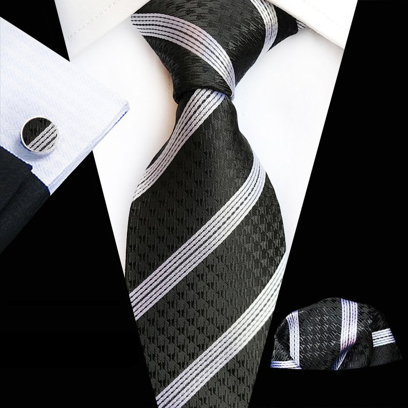 Men's tie square towel pocket towel cufflinks, three piece color woven jacquard business suit British style suit accessories