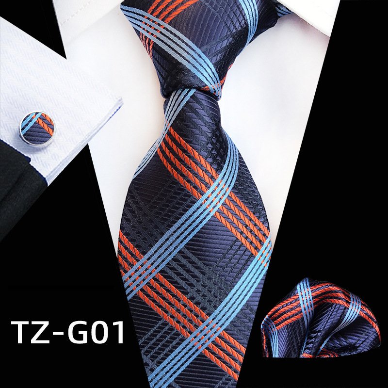 Men's tie square towel pocket towel cufflinks, three piece color woven jacquard business suit British style suit accessories