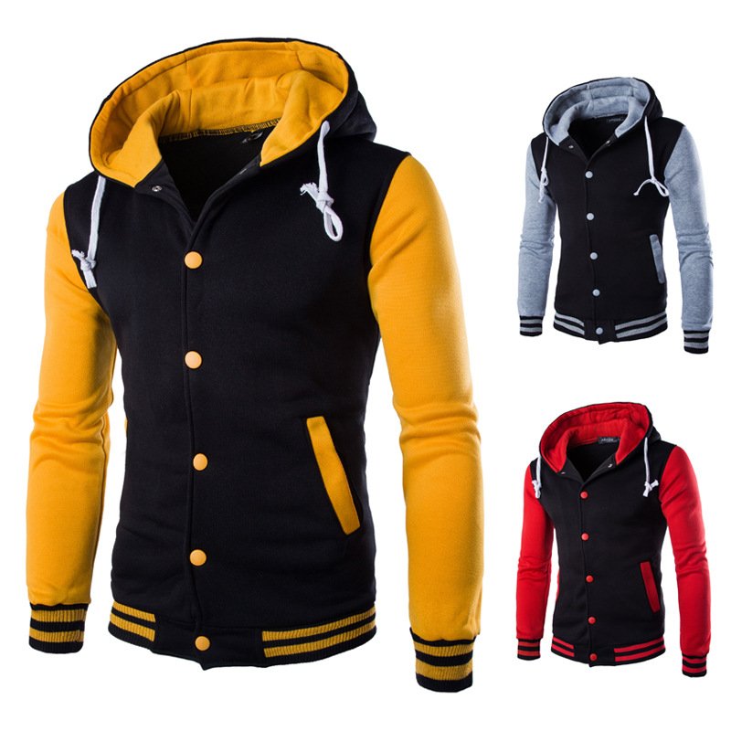 High Quality Classic Baseball Hoodies Men Spring Warm Patchwork Fleece Sweatshirts