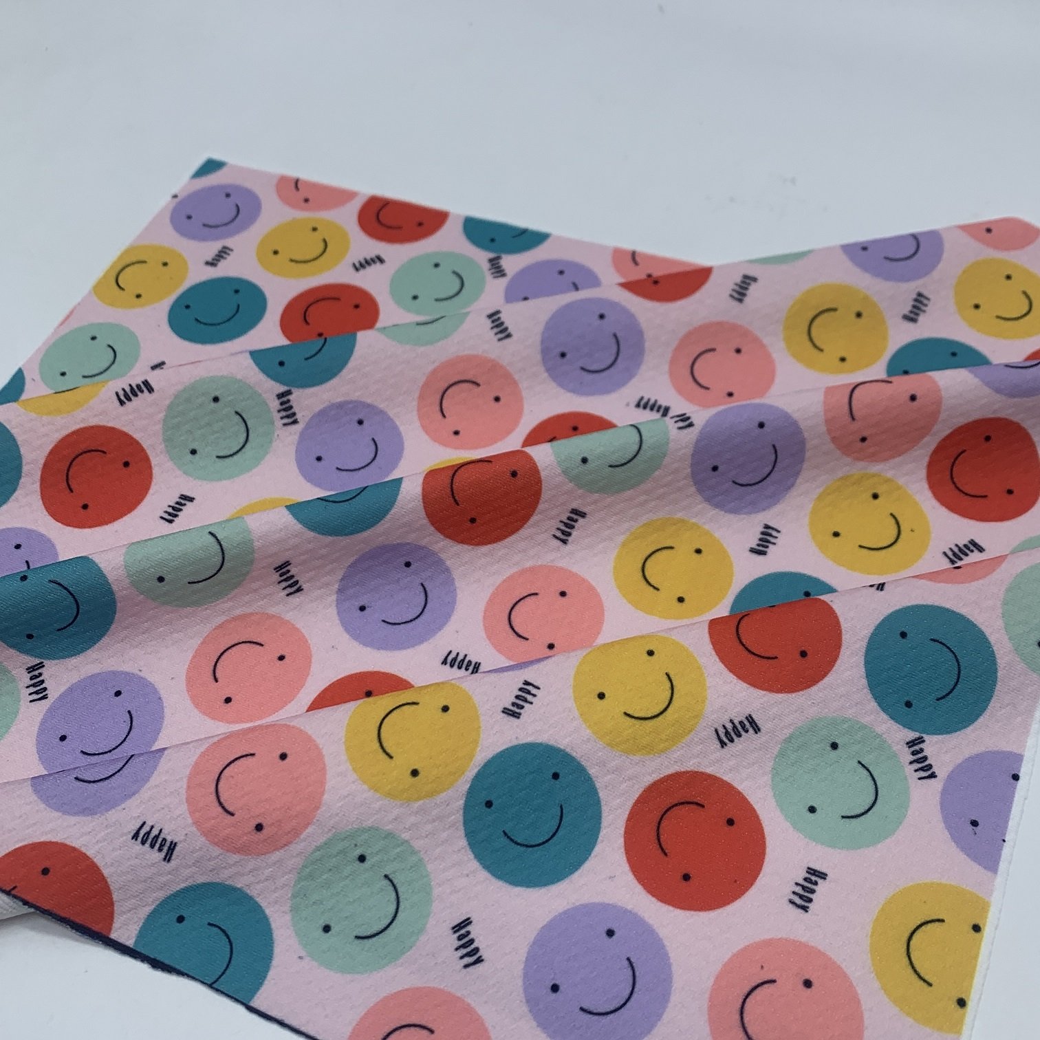 Spandex Cutting service knitted seersucker MOQ smiley face custom digital printing poly liverpool bullet fabric for head bows