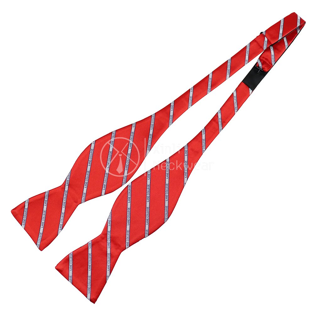 Hot Selling Microfiber Jacquard Self Tie Bow Ties Wholesale Custom Red College Logo Cheap Tie Set for Men