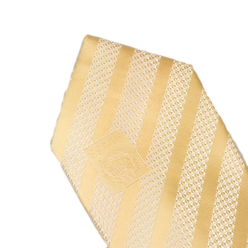 Hot Sale Yellow Fraternity Custom Necktie Personalised White Striped Tie For School Boys